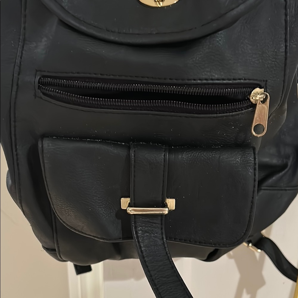 Black Leather Women's Back pack/Bag